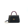 CHANEL MINI COCO HANDLE CAVIAR LEATHER WITH PYTHON HANDLE BLACK GHW