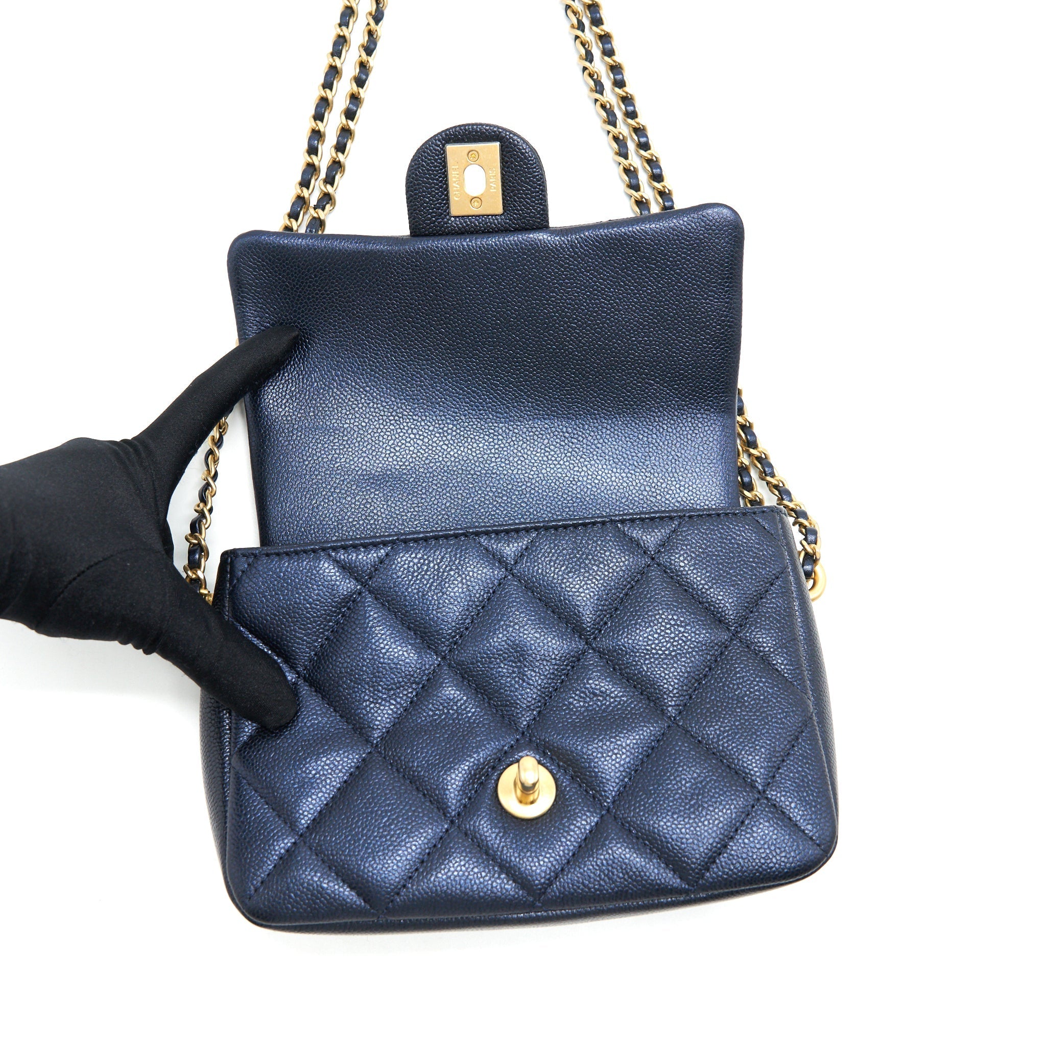 CHANEL 21K MY PERFECT MINI FLAP BAG CAVIAR BLACK GHW