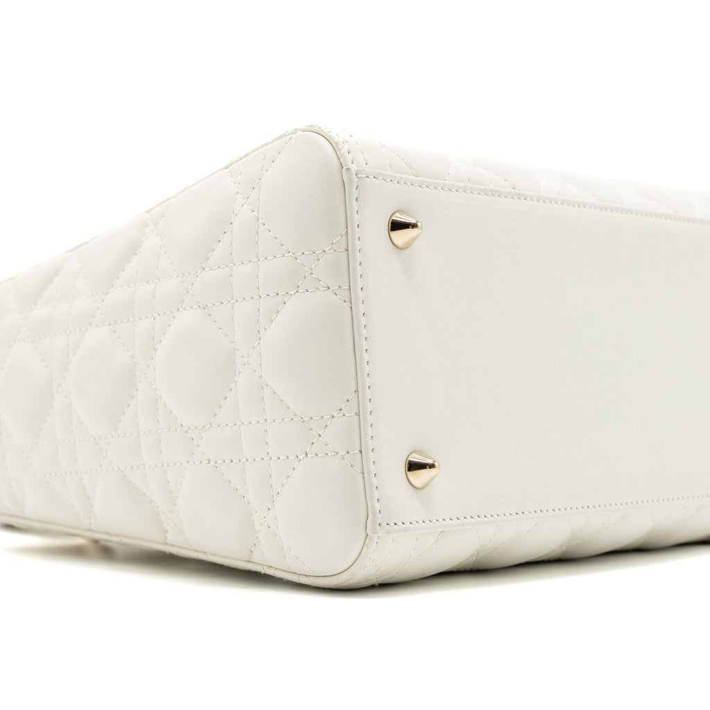 DIOR MEDIUM LADY DIOR BAG LAMBSKIN WHITE LGHW