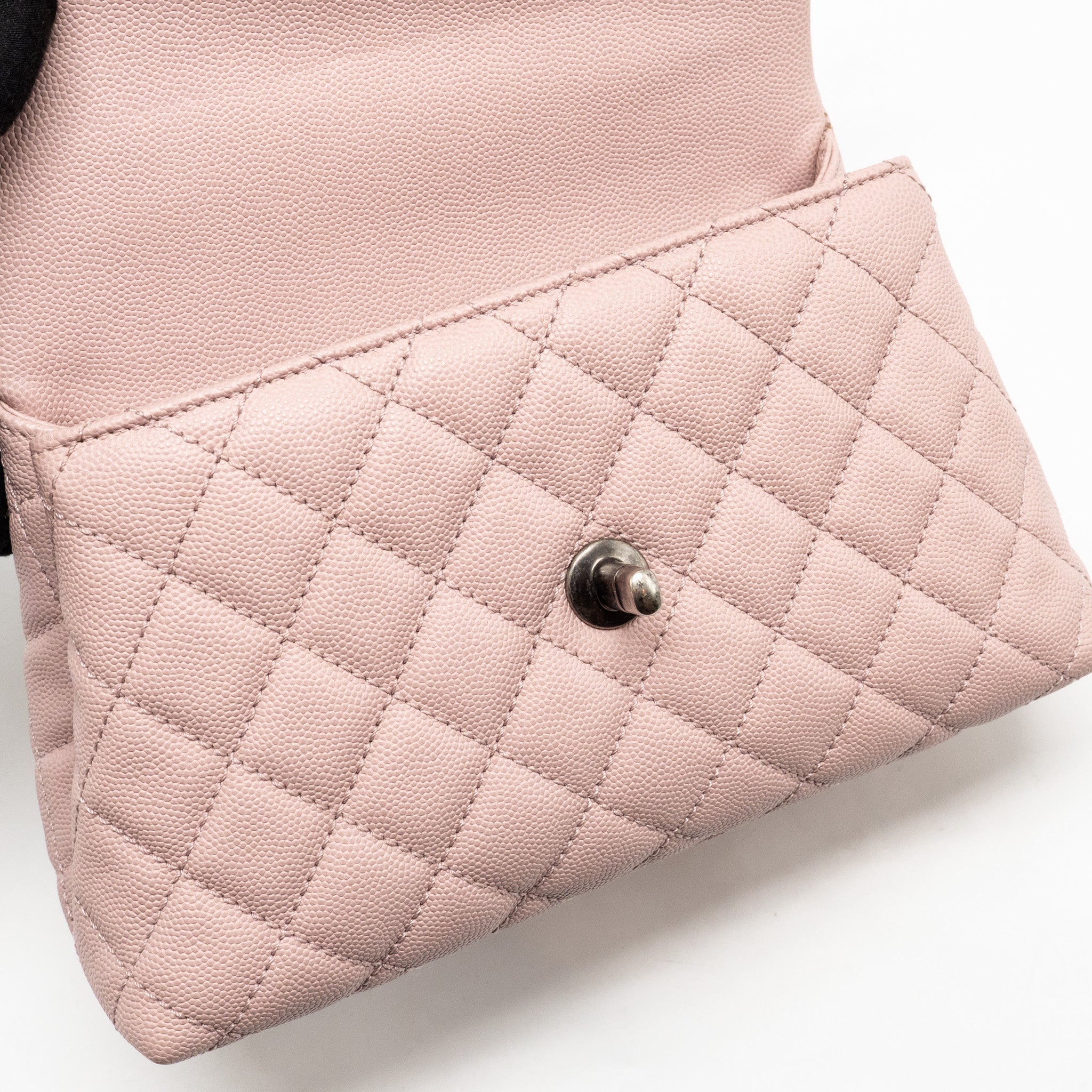 CHANEL SMALL COCO HANDLE CAVIAR PINK RUTHENIUM SHW