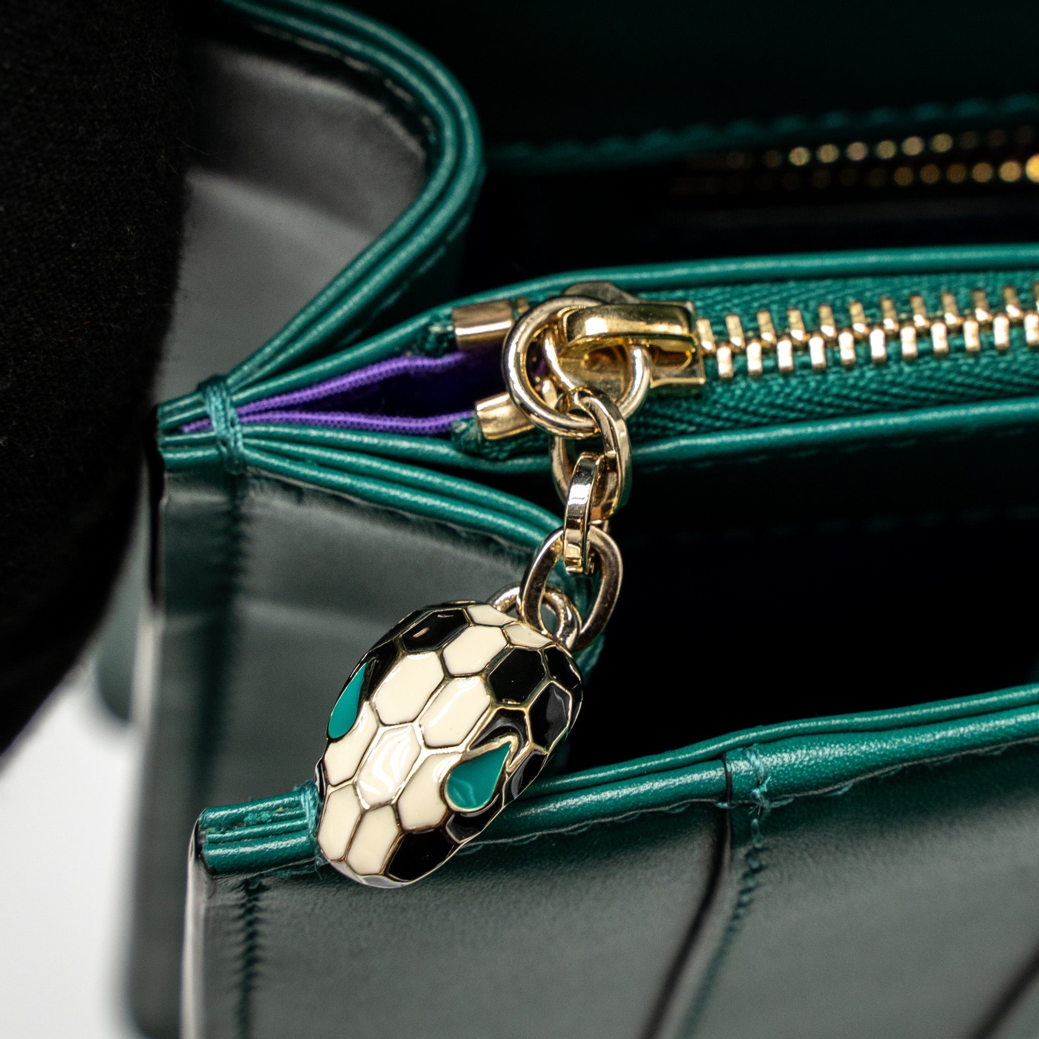 BVLGARI SERPENTI FOREVER SHOULDER BAG CALFSKIN GREEN LGHW