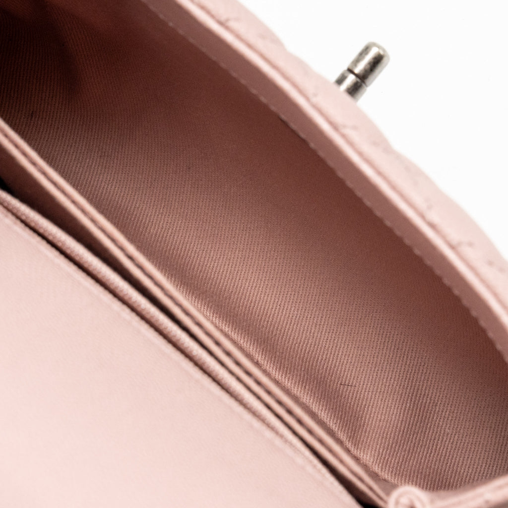 CHANEL SMALL COCO HANDLE CAVIAR PINK RUTHENIUM SHW