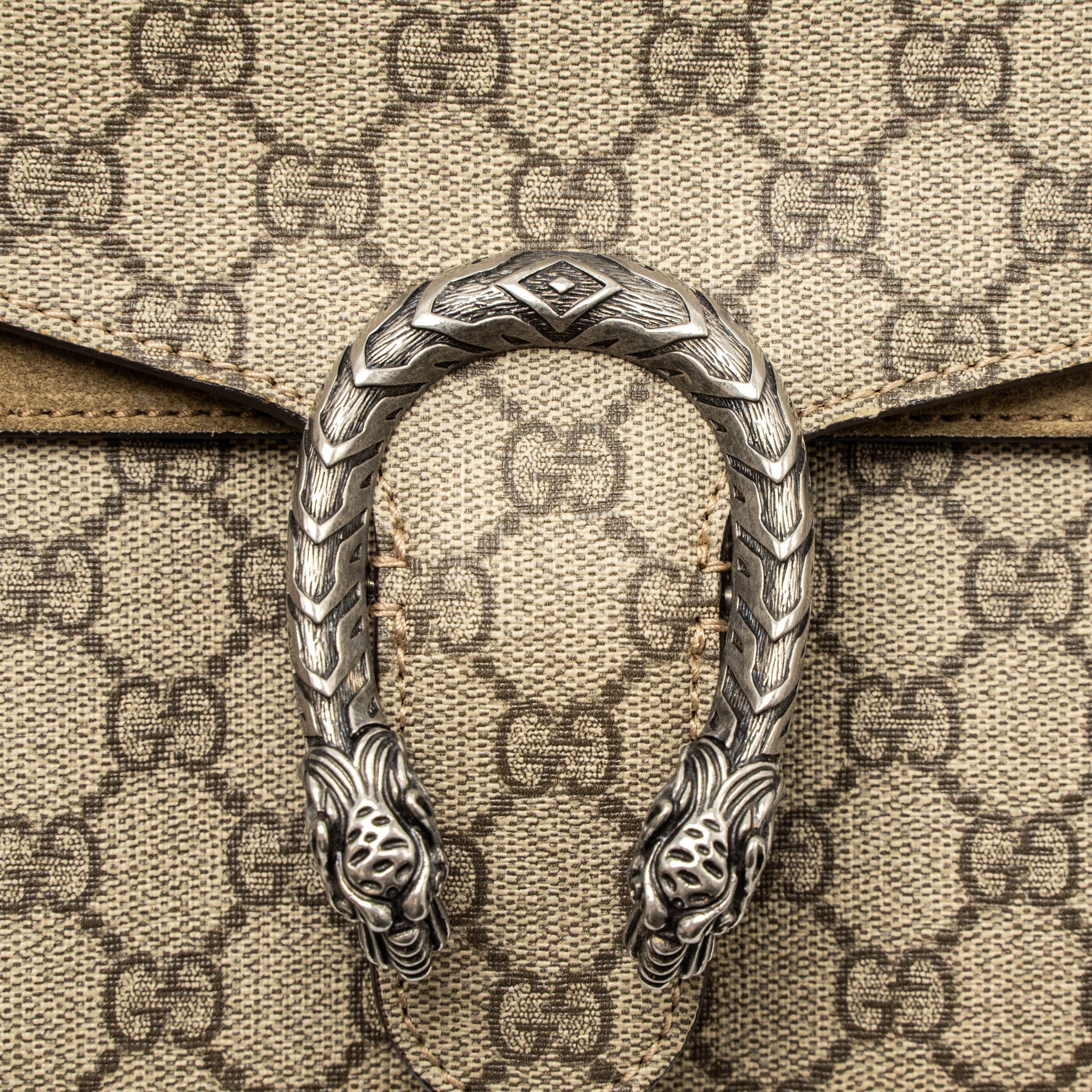 GUCCI SMALL DIONYSUS SHOULDER BAG GG SUPREME CANVAS/SUEDE BROWN SHW