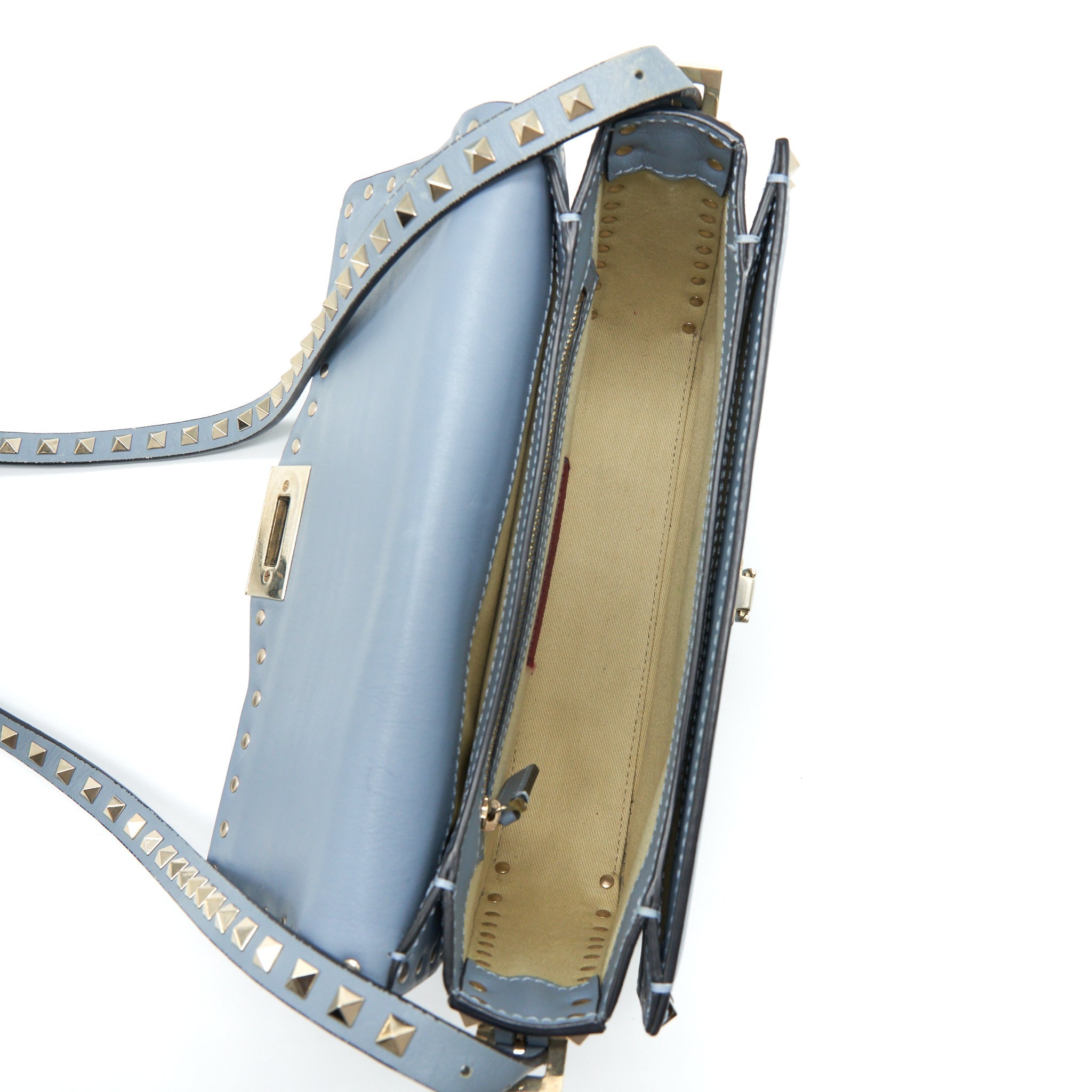 VALENTINO ROCKSTUD FLAP CROSSBODY BAG LIGHT BLUE LGHW