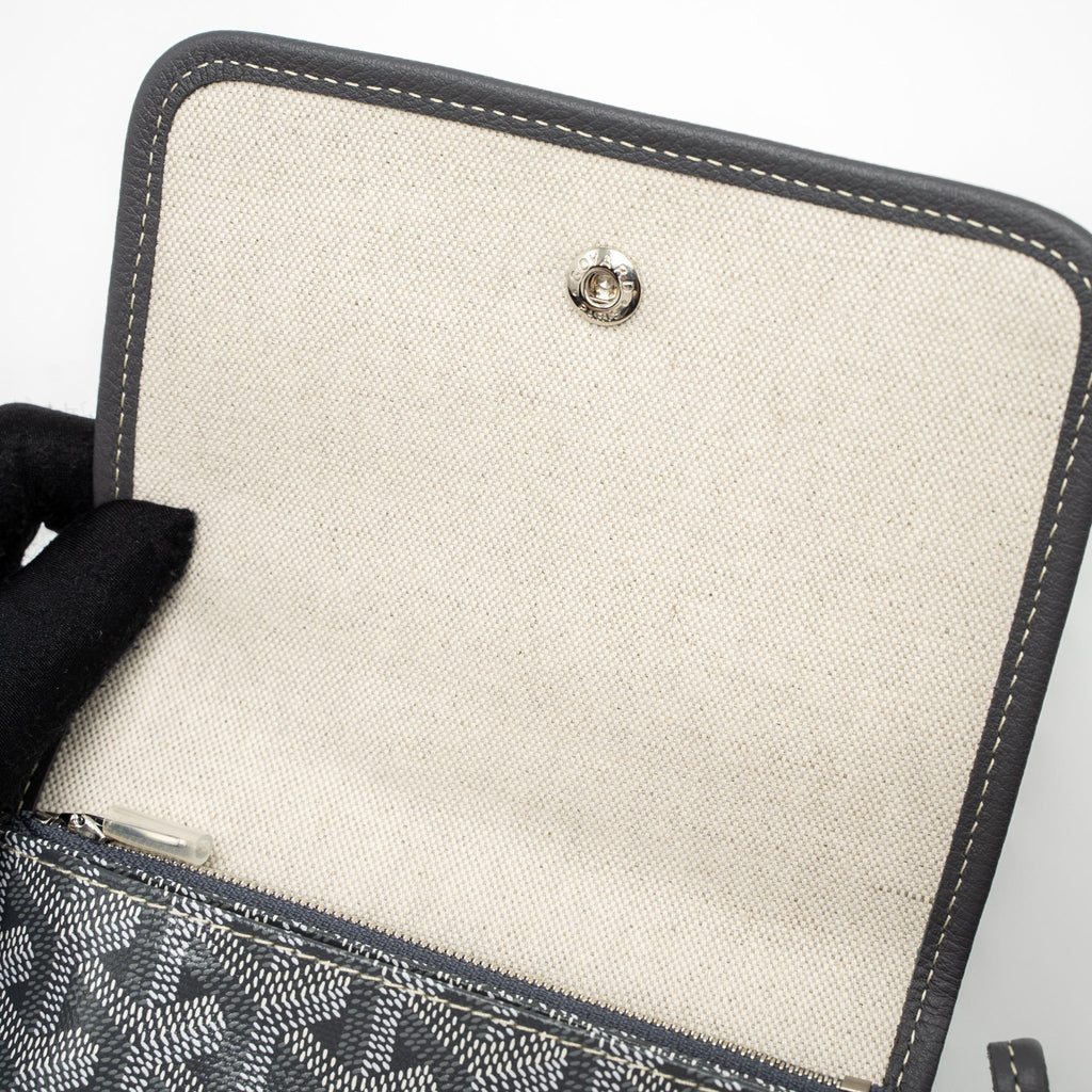 GOYARD PLUMET POCKET WALLET GOYARDINE CANVAS/CHEVROCHES CALFSKIN GREY SHW