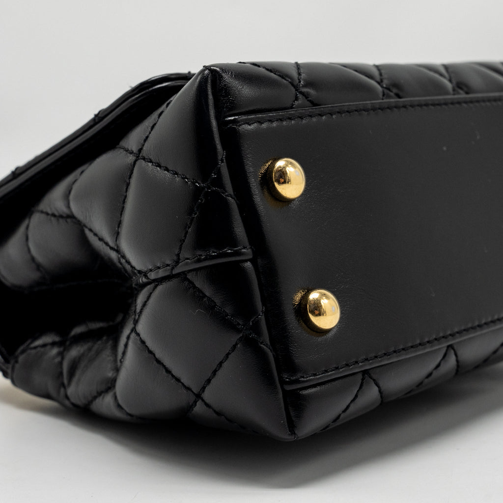 CHANEL METAL TOP HANDLE COCO HANDLE MINI SHINY CALFSKIN BLACK GHW (MICROCHIP)