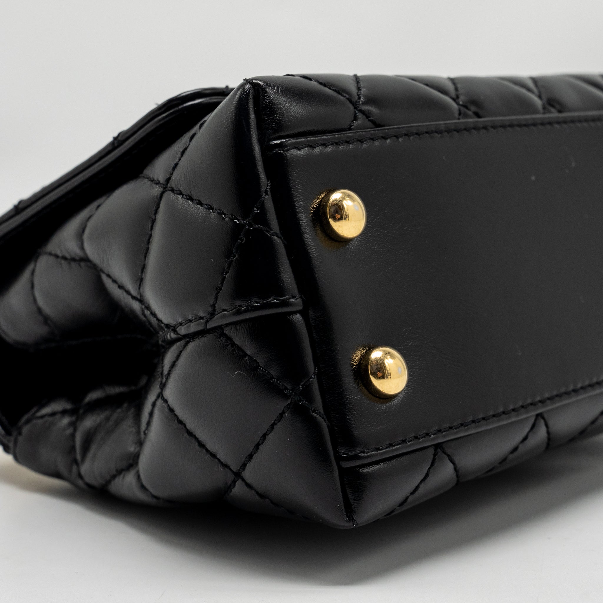 CHANEL METAL TOP HANDLE COCO HANDLE MINI SHINY CALFSKIN BLACK GHW (MICROCHIP)