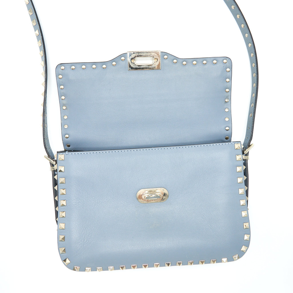 VALENTINO ROCKSTUD FLAP CROSSBODY BAG LIGHT BLUE LGHW