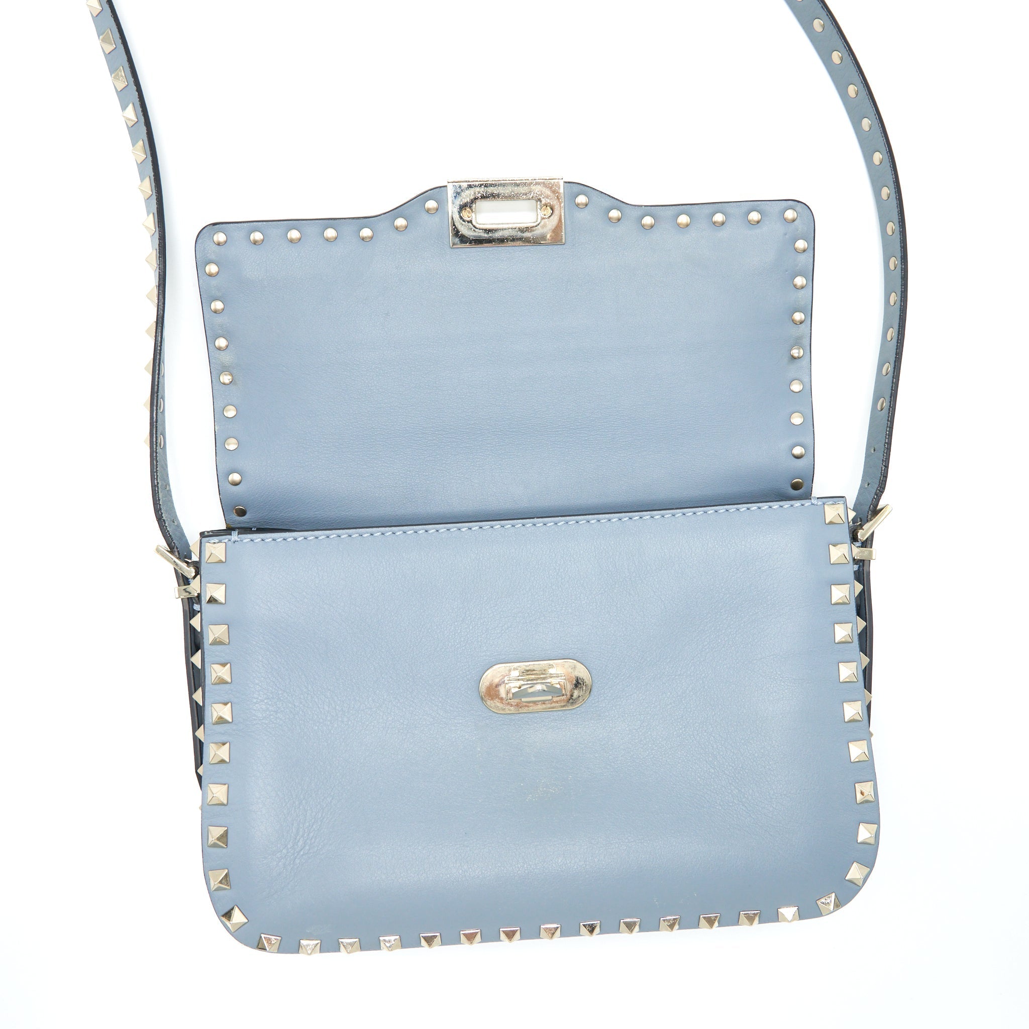 VALENTINO ROCKSTUD FLAP CROSSBODY BAG LIGHT BLUE LGHW