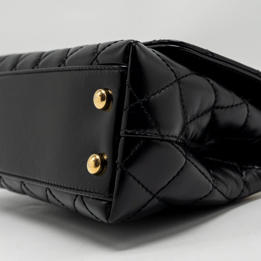 CHANEL METAL TOP HANDLE COCO HANDLE MINI SHINY CALFSKIN BLACK GHW (MICROCHIP)
