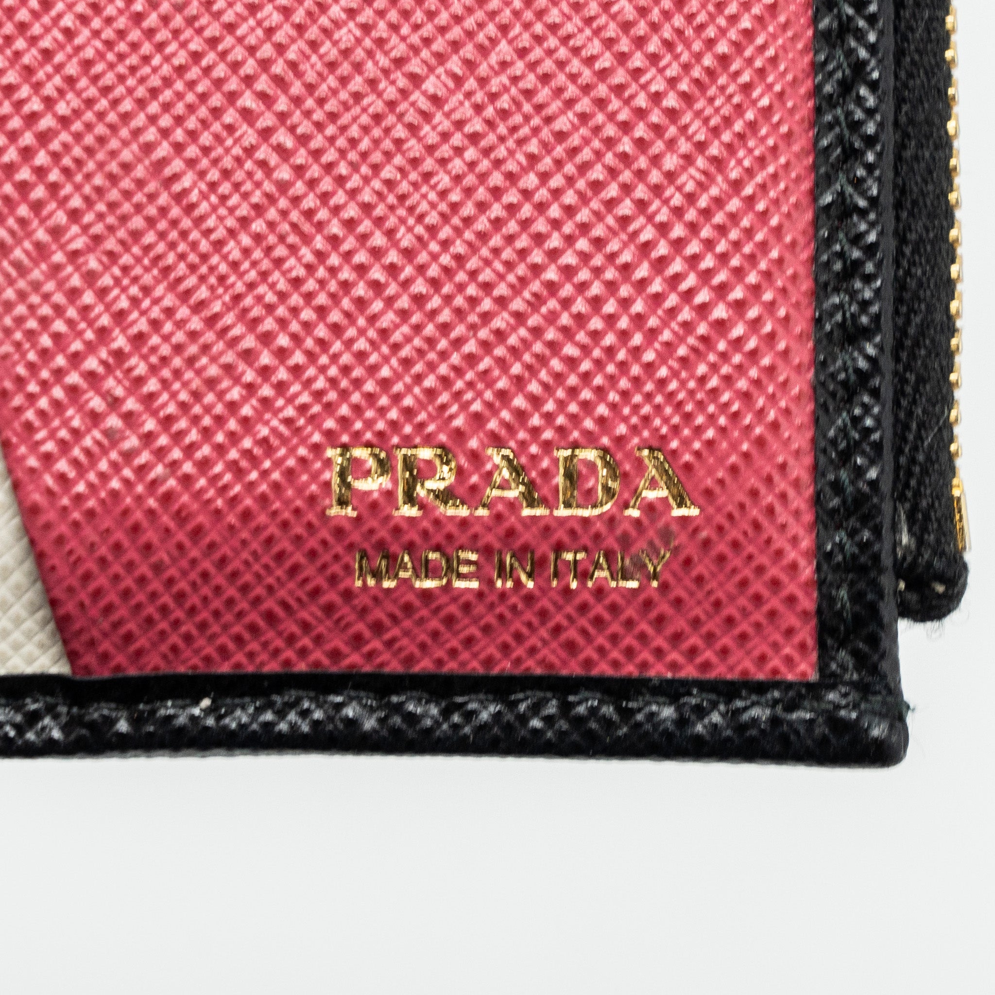 PRADA SMALL SAFFIANO LEATHER WALLET BLACK GHW