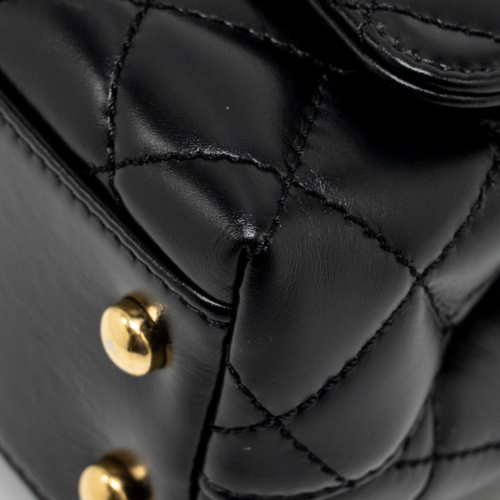 CHANEL METAL TOP HANDLE COCO HANDLE MINI SHINY CALFSKIN BLACK GHW (MICROCHIP)
