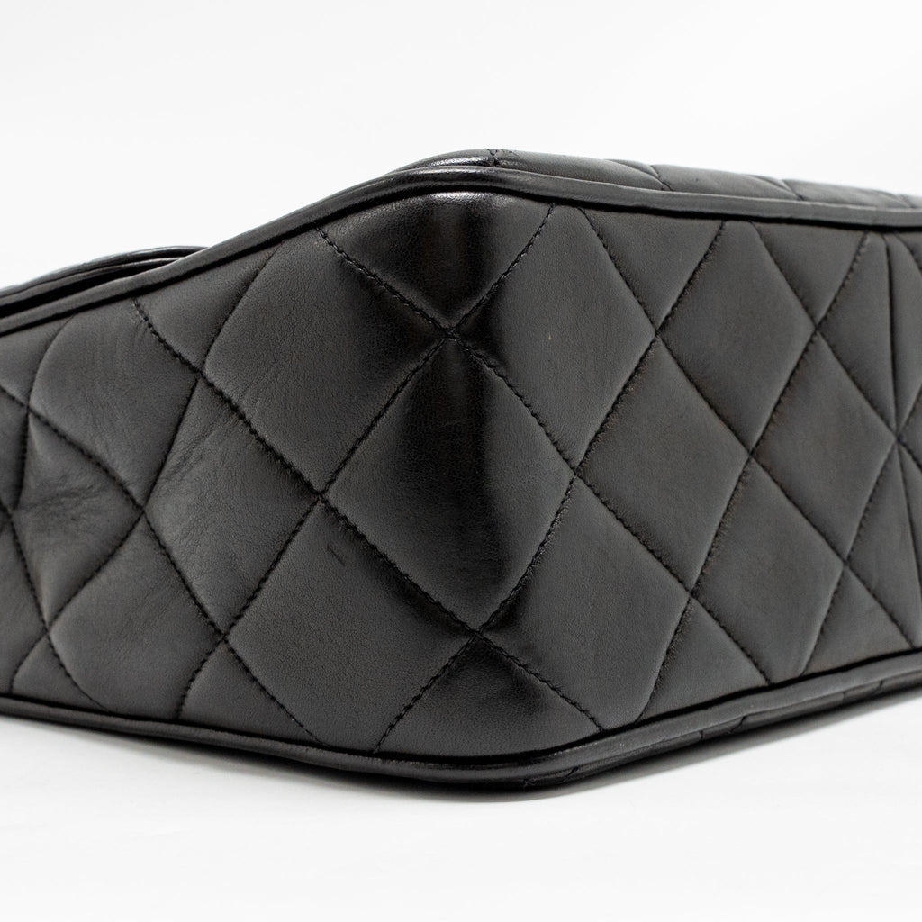 CHANEL VINTAGE LARGE SQUARE FLAP BAG LAMBSKIN BLACK GHW