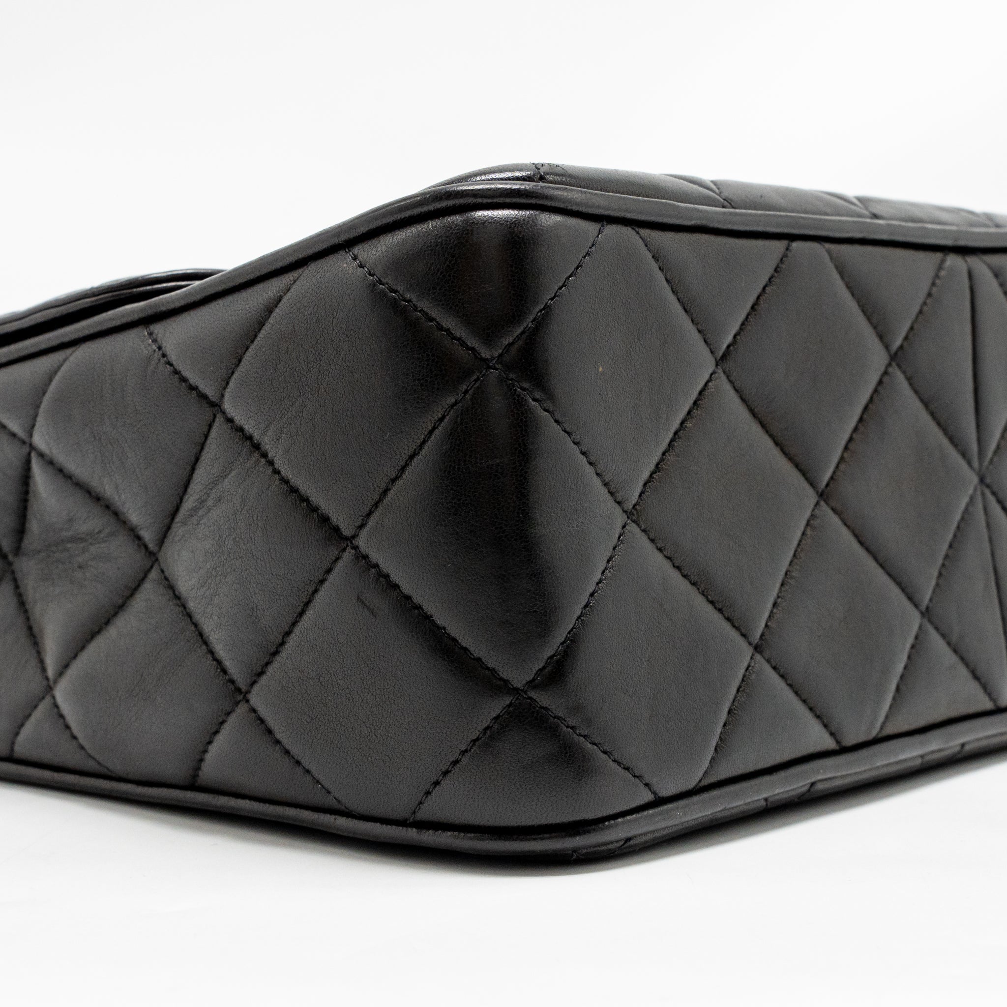 CHANEL VINTAGE LARGE SQUARE FLAP BAG LAMBSKIN BLACK GHW