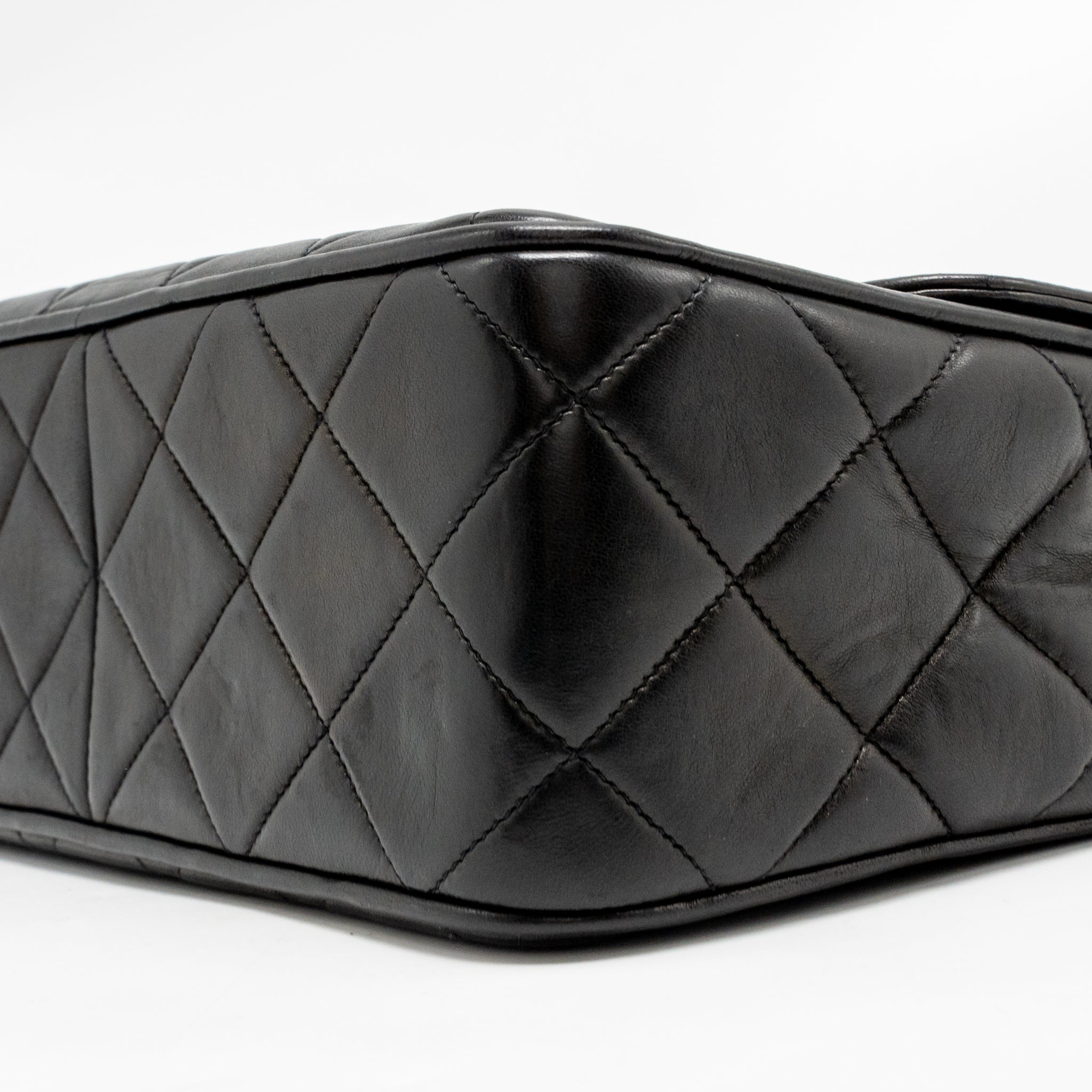 CHANEL VINTAGE LARGE SQUARE FLAP BAG LAMBSKIN BLACK GHW