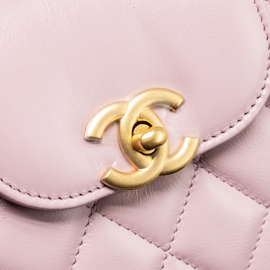 CHANEL MINI KELLY SHOPPING TOTE BAG CALFSKIN 24A LIGHT PINK GHW (MICROCHIP)