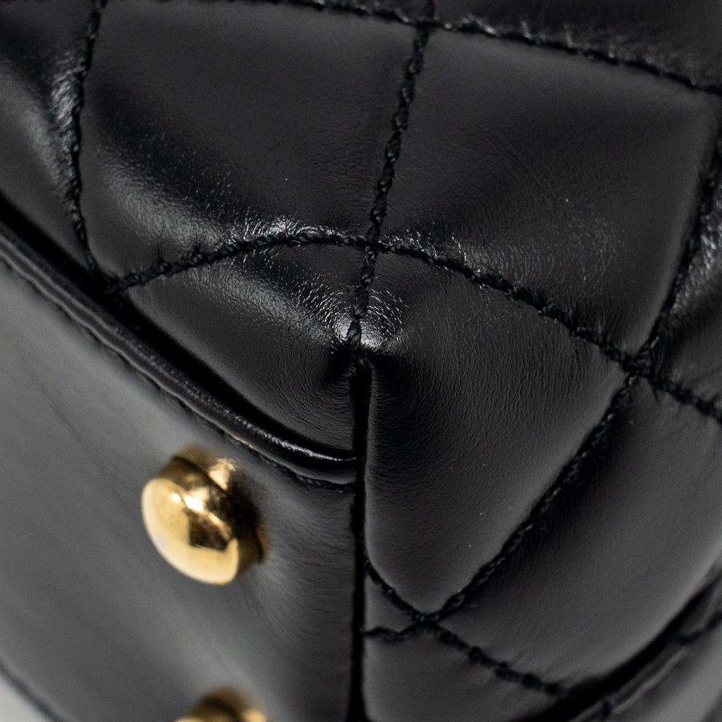 CHANEL METAL TOP HANDLE COCO HANDLE MINI SHINY CALFSKIN BLACK GHW (MICROCHIP)