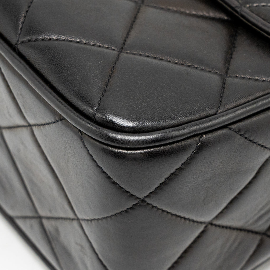 CHANEL VINTAGE LARGE SQUARE FLAP BAG LAMBSKIN BLACK GHW