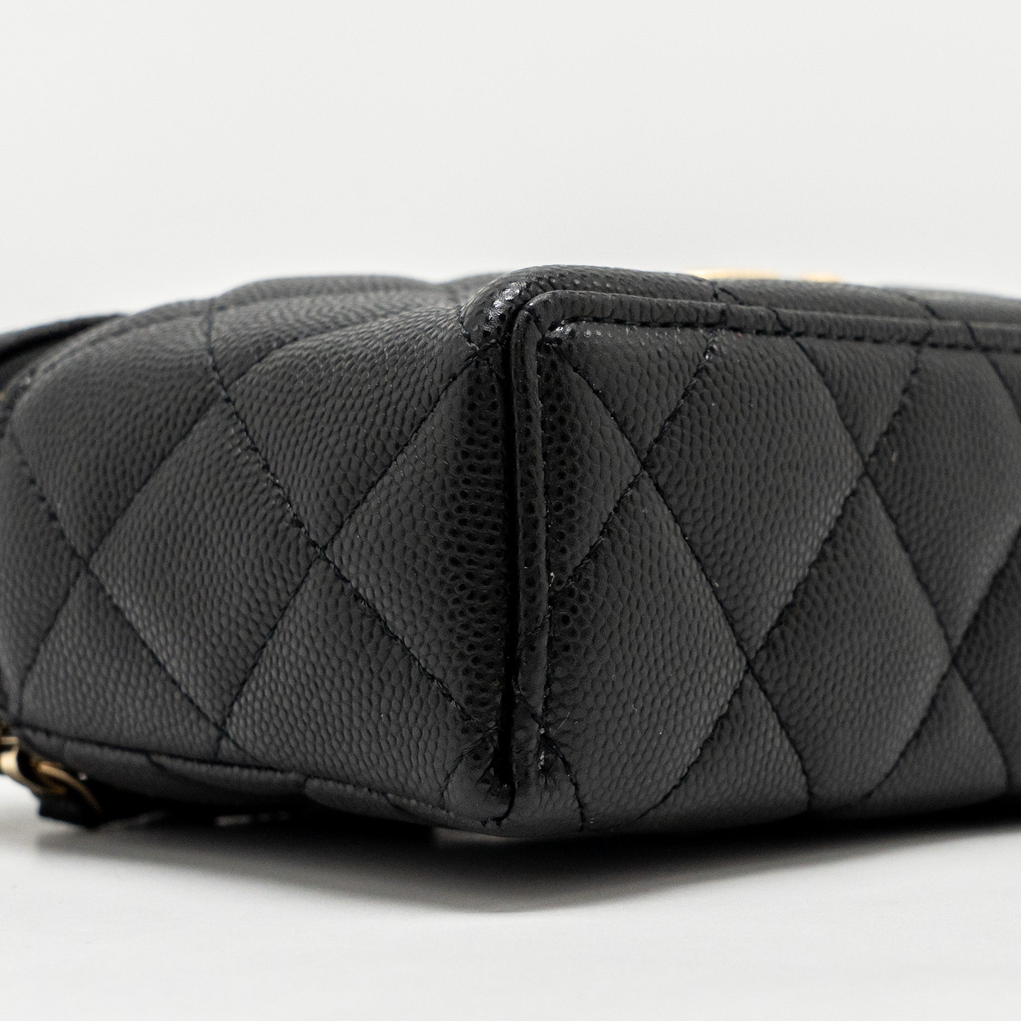 CHANEL TOP HANDLE VANITY BAG CAVIAR BLACK GHW (MICROCHIP)