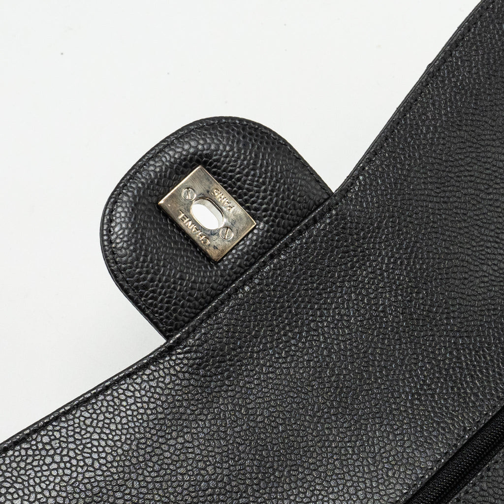 CHANEL JUMBO CLASSIC DOUBLE FLAP BAG CAVIAR BLACK SHW