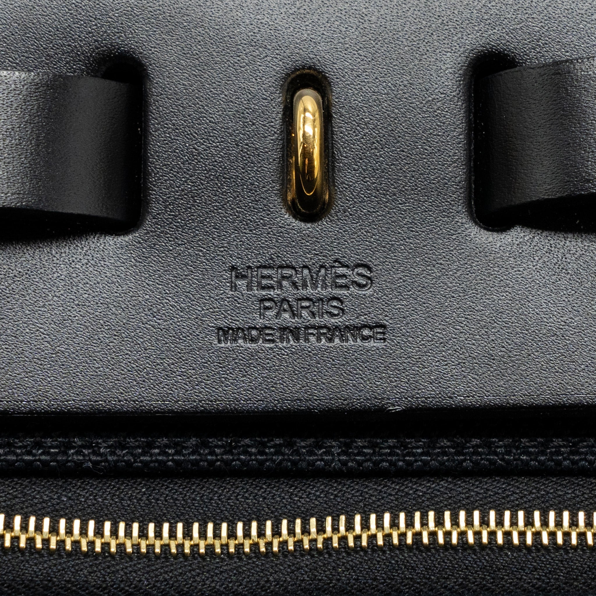 HERMES HERBAG 31 ZIP BAG CANVAS / HUNTER LEATHER BLACK GHW