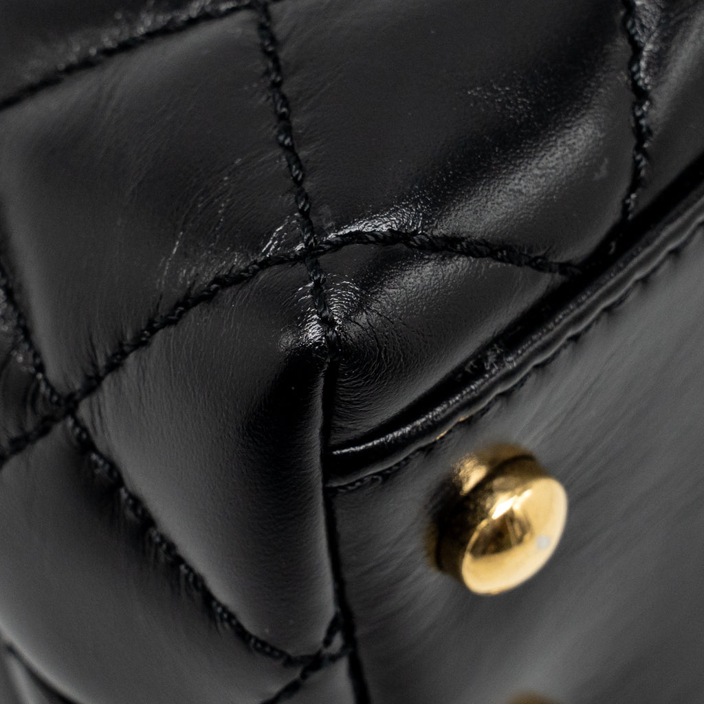 CHANEL METAL TOP HANDLE COCO HANDLE MINI SHINY CALFSKIN BLACK GHW (MICROCHIP)
