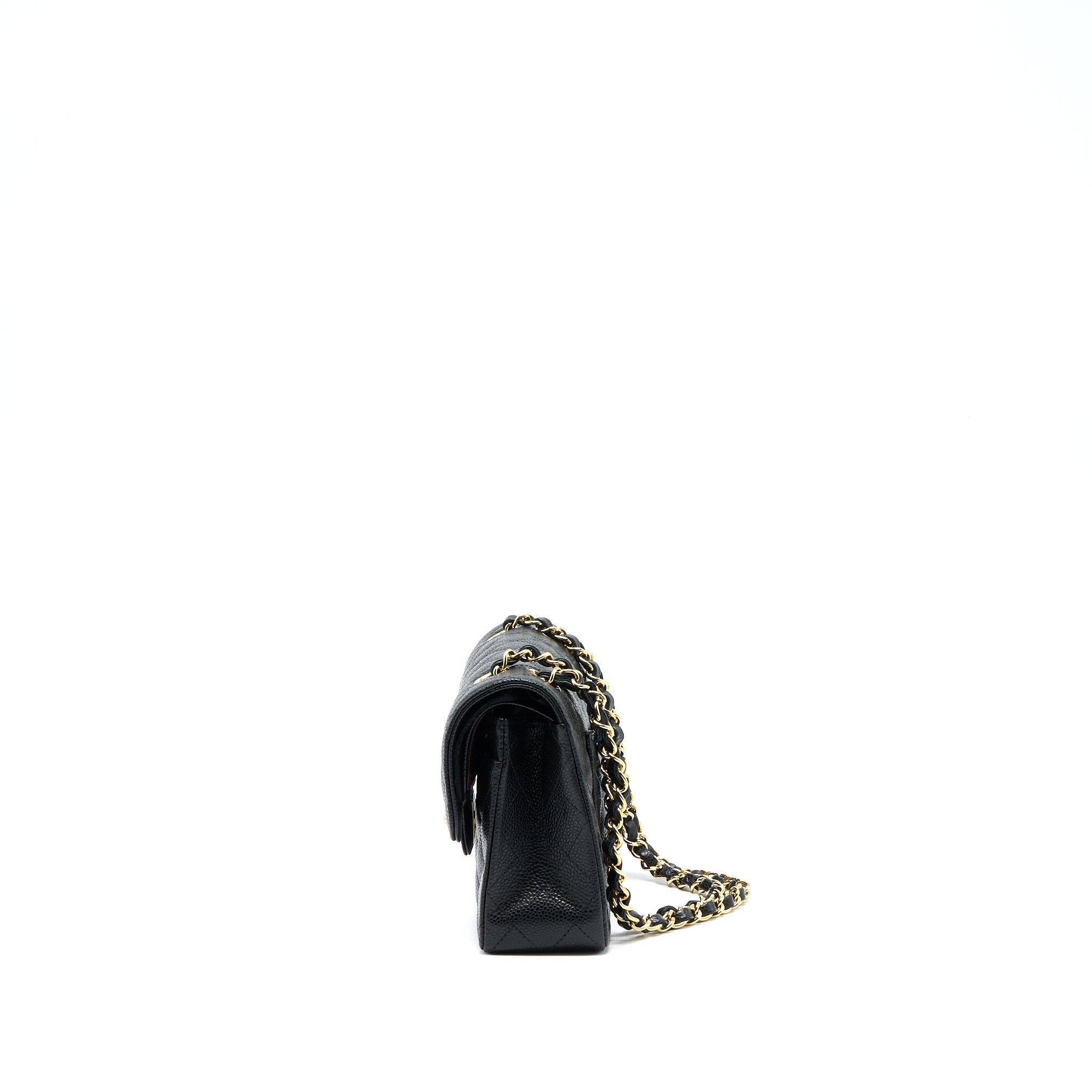 CHANEL SMALL CLASSIC DOUBLE FLAP BAG CAVIAR BLACK GHW (MICROCHIP)