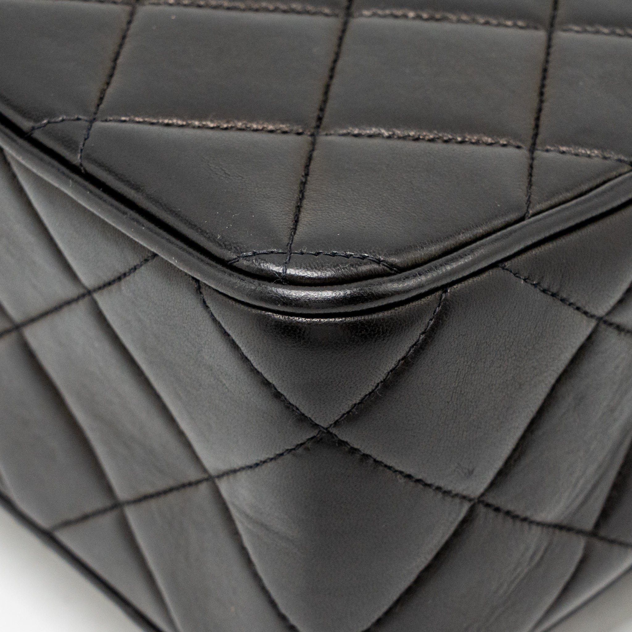 CHANEL VINTAGE LARGE SQUARE FLAP BAG LAMBSKIN BLACK GHW