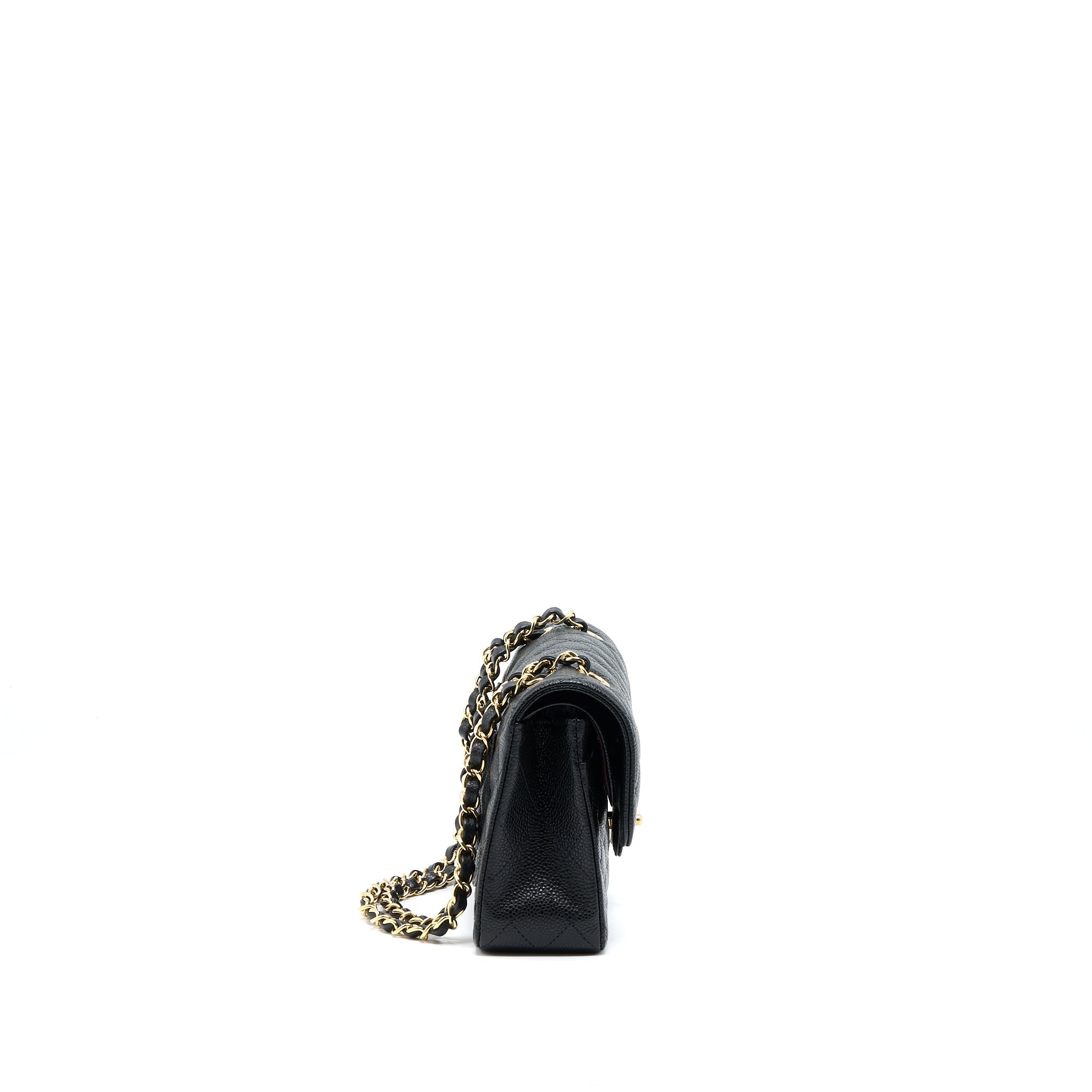 CHANEL SMALL CLASSIC DOUBLE FLAP BAG CAVIAR BLACK GHW (MICROCHIP)