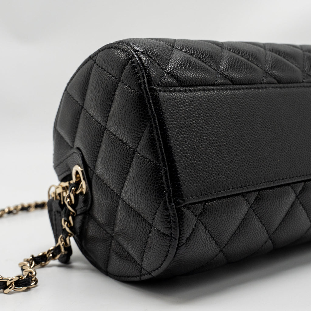 CHANEL 25P MINI BOWLING BAG CAVIAR BLACK LGHW (MICROCHIP)