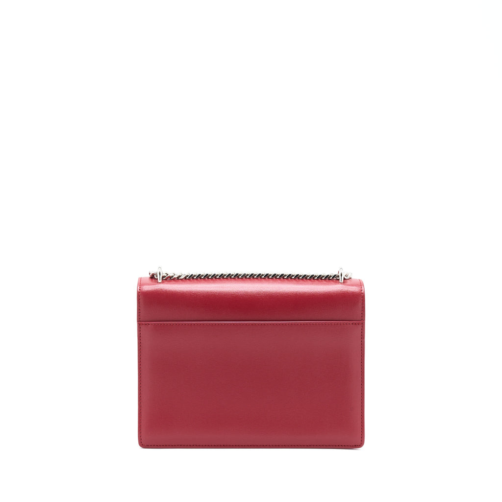 SAINT LAURENT/YSL SUNSET BAG CALFSKIN RED SHW