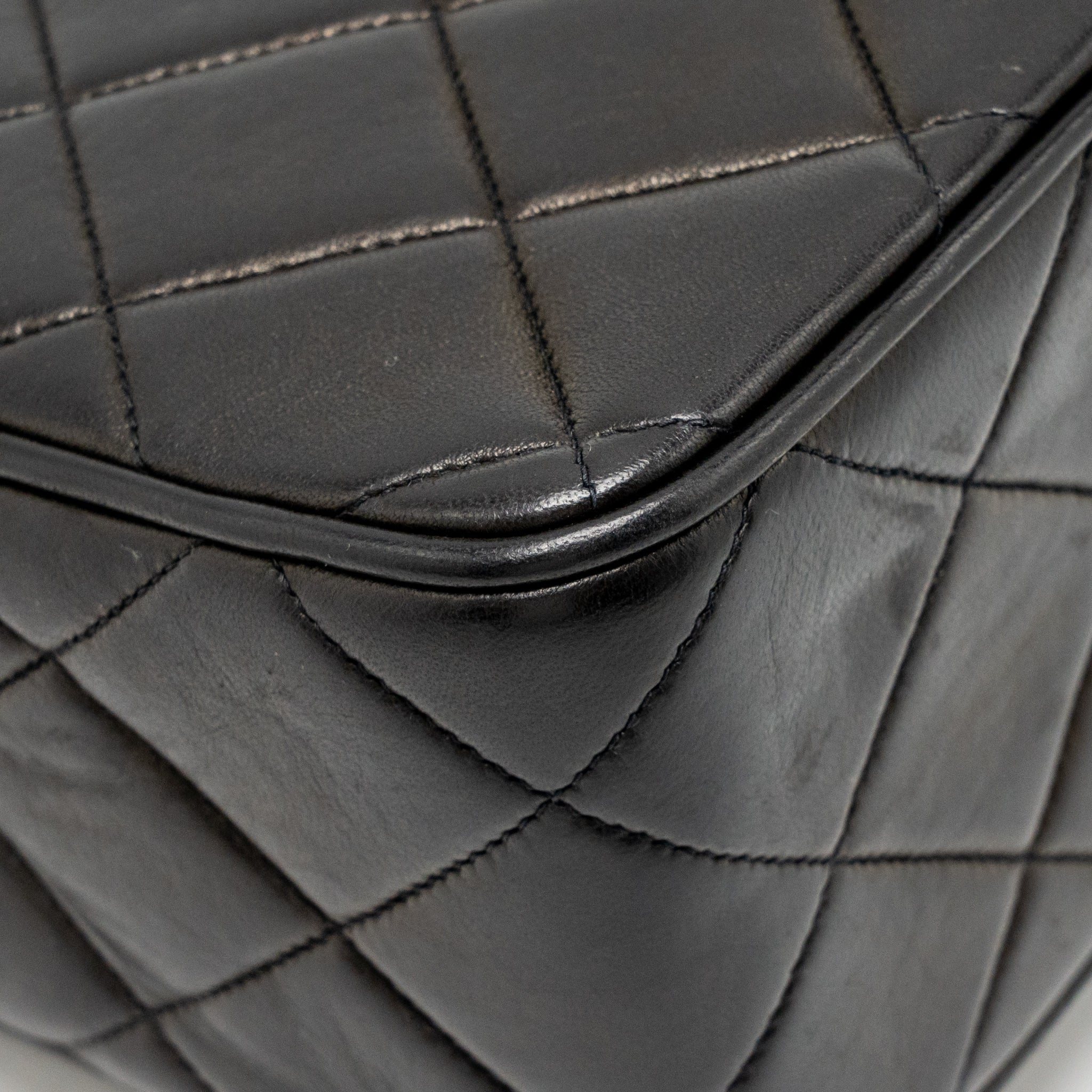 CHANEL VINTAGE LARGE SQUARE FLAP BAG LAMBSKIN BLACK GHW