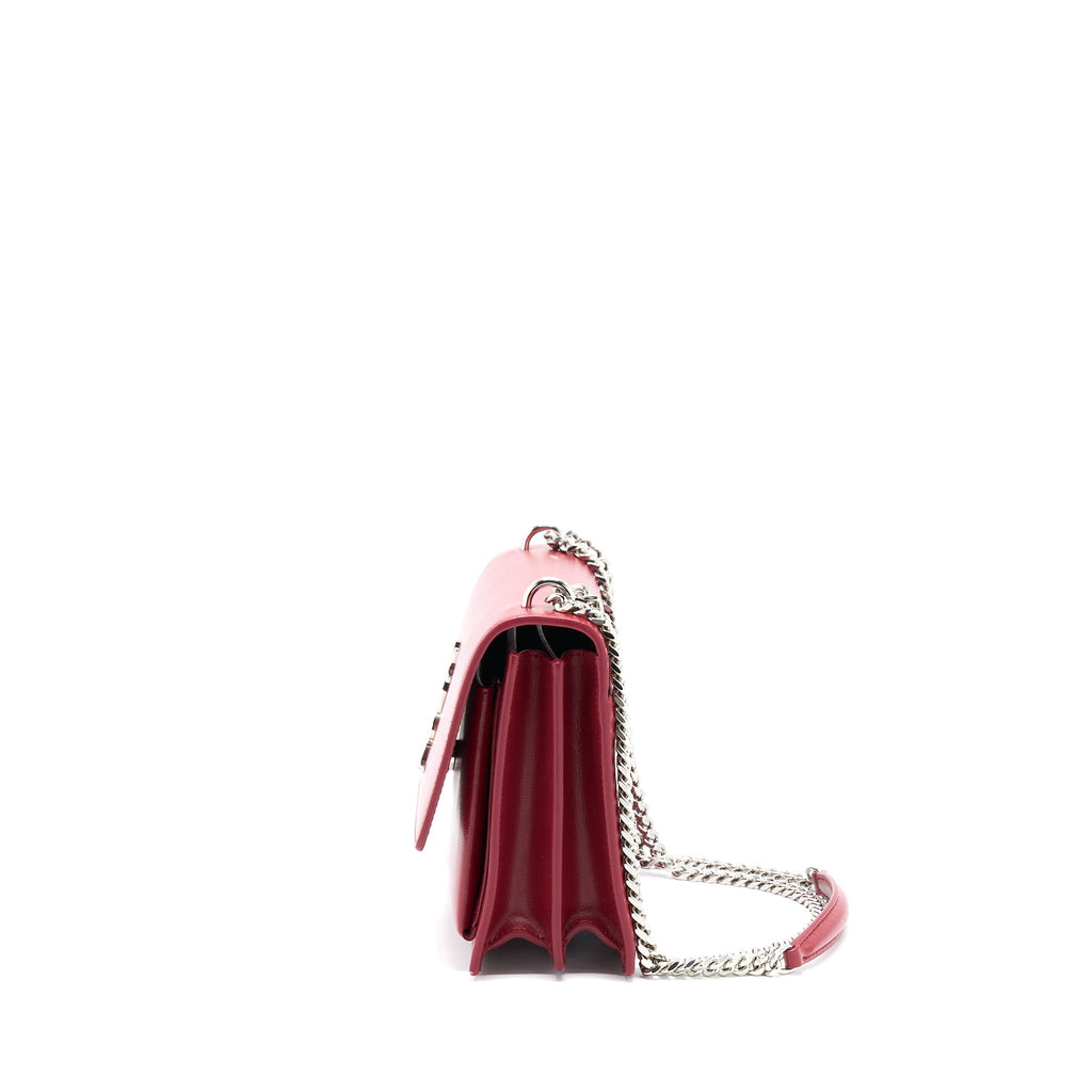 SAINT LAURENT/YSL SUNSET BAG CALFSKIN RED SHW
