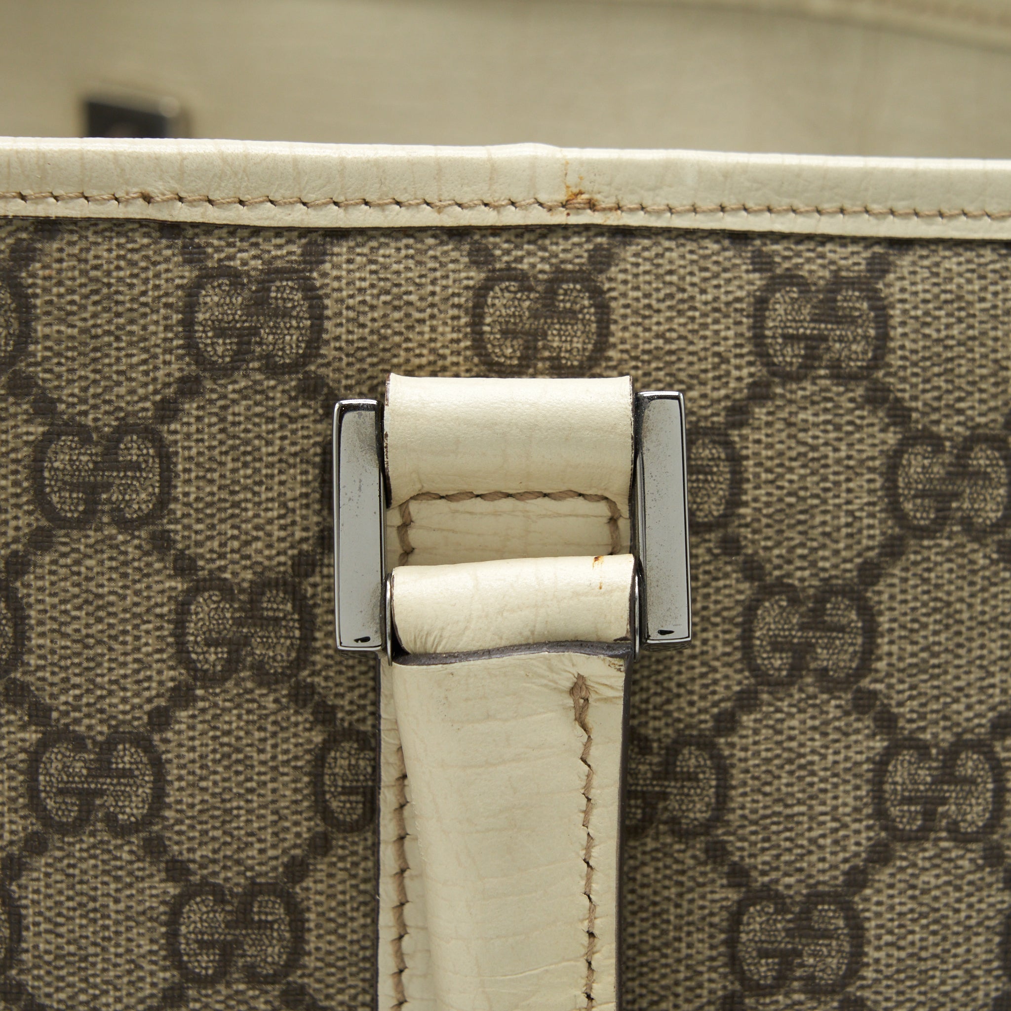 GUCCI TOTE BAG GG SUPREME CANVAS AND LEATHER SHW