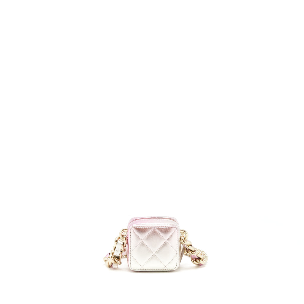 CHANEL MINI VANITY WITH GIANT CHAIN IRIDESCENT PINK LGHW