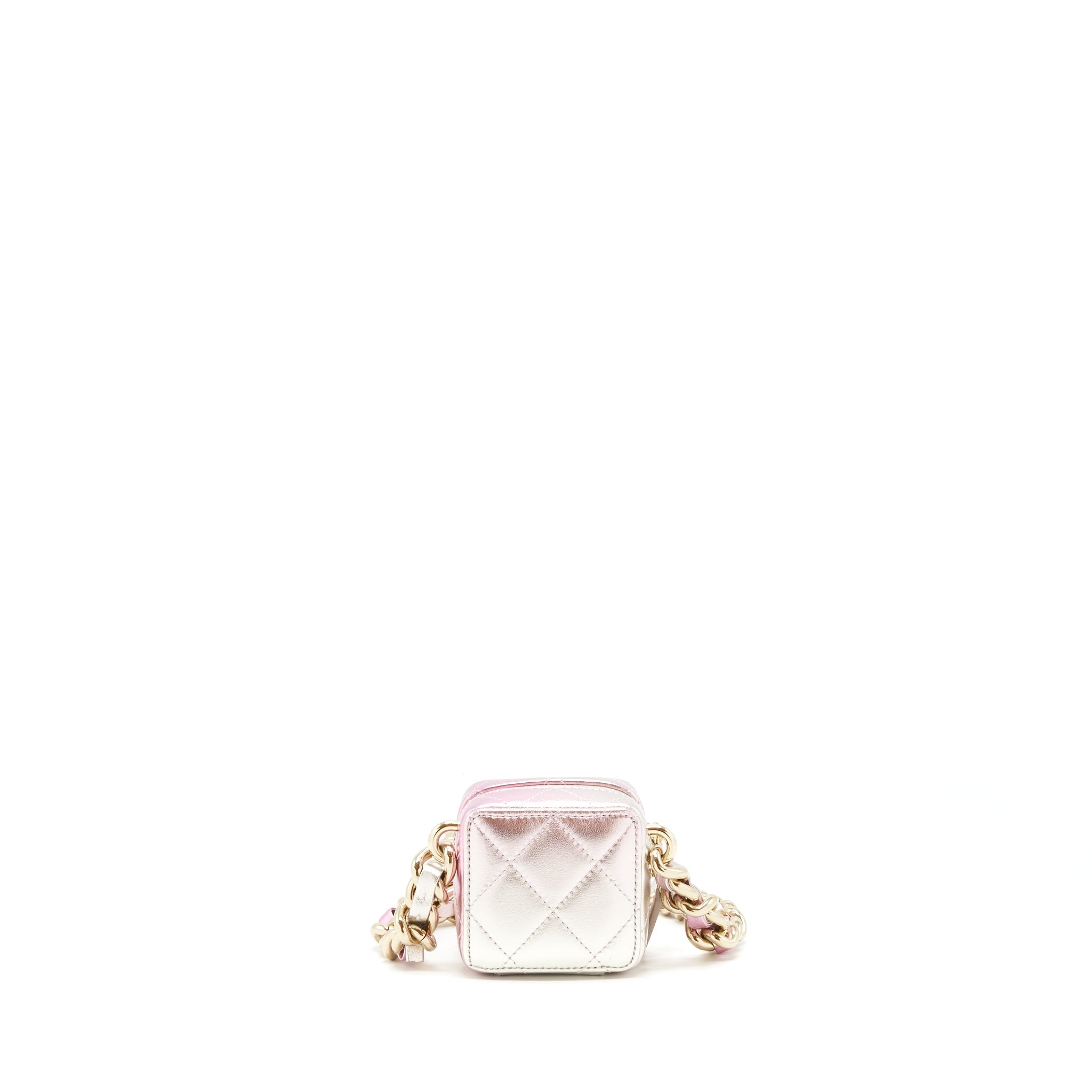CHANEL MINI VANITY WITH GIANT CHAIN IRIDESCENT PINK LGHW