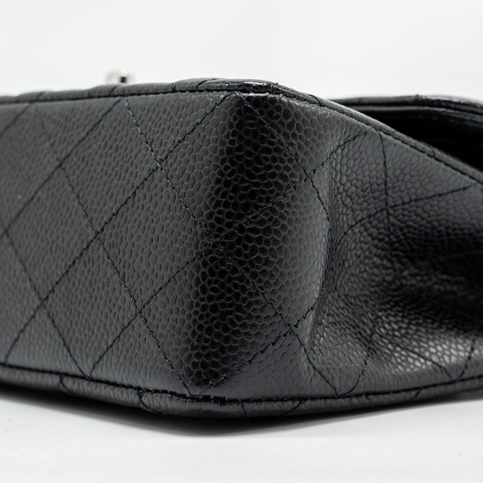 CHANEL SMALL CLASSIC DOUBLE FLAP BAG CAVIAR BLACK SHW (MICROCHIP)
