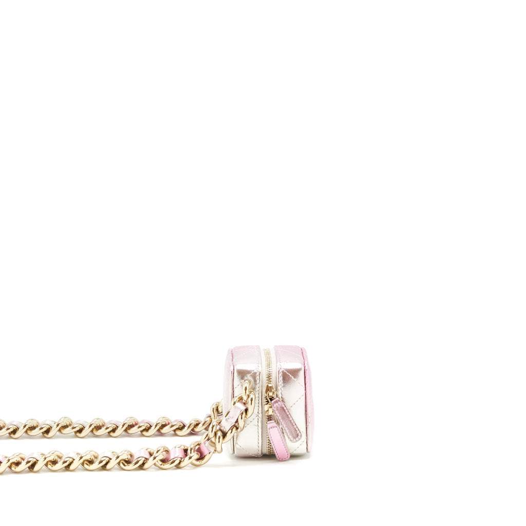 CHANEL MINI VANITY WITH GIANT CHAIN IRIDESCENT PINK LGHW