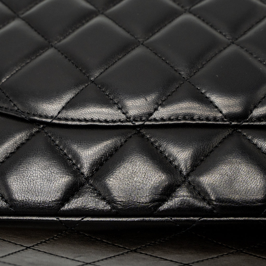 CHANEL MAXI CLASSIC SINGLE FLAP BAG LAMBSKIN BLACK GHW