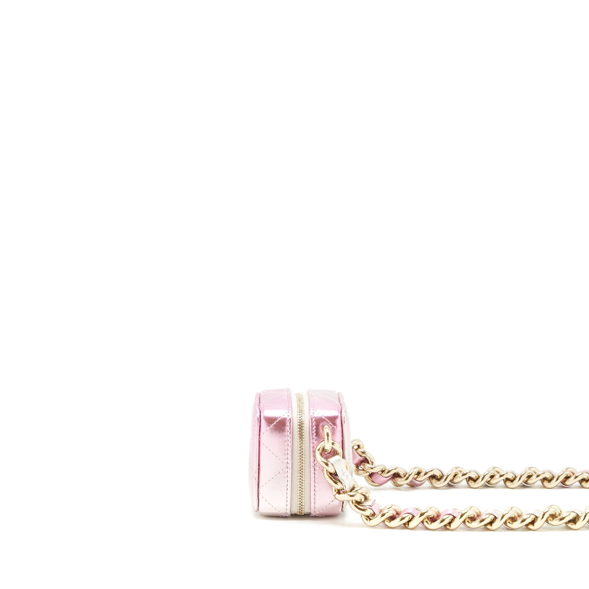 CHANEL MINI VANITY WITH GIANT CHAIN IRIDESCENT PINK LGHW