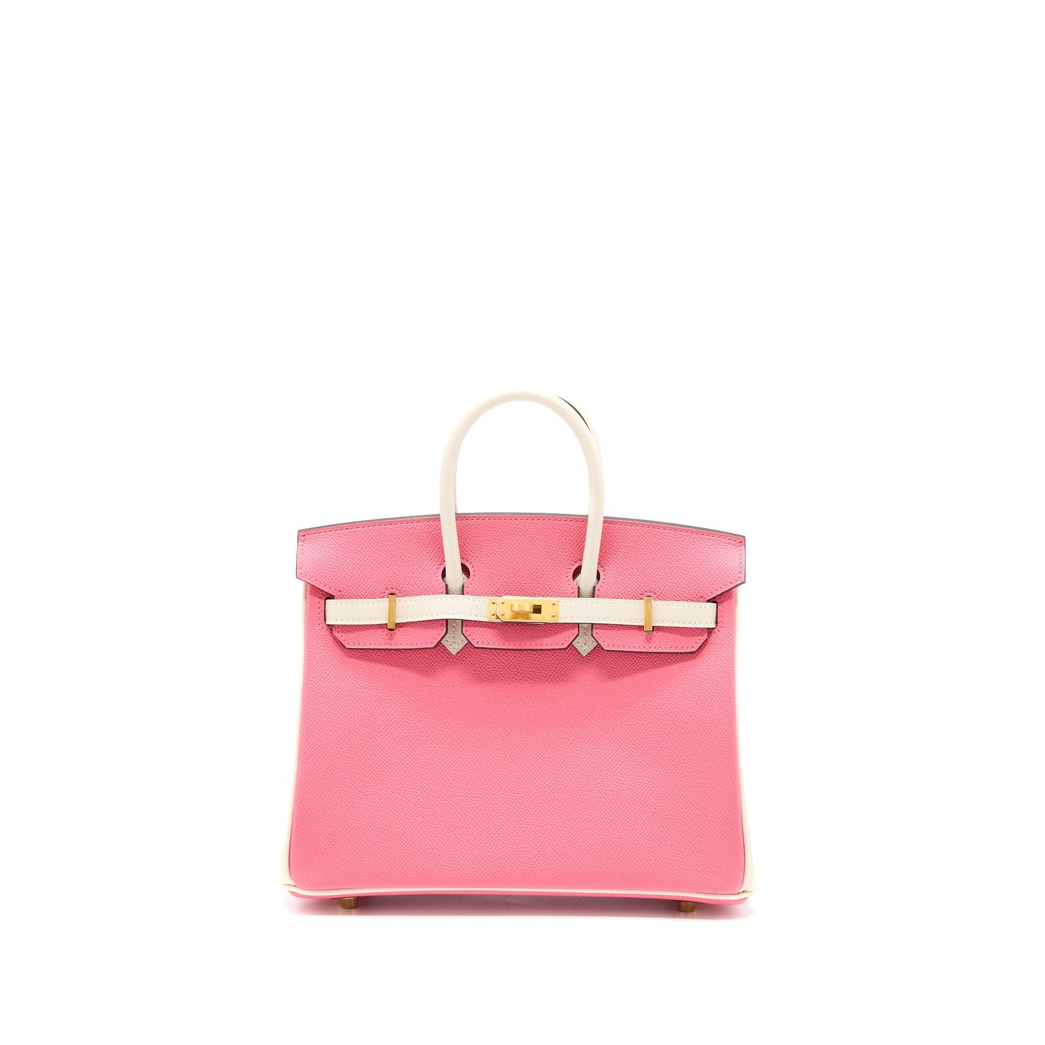 HERMES BIRKIN 25 SPECIAL ORDER EPSOM ROSE AZALEE/CRAIE WITH BRUSHED GHW