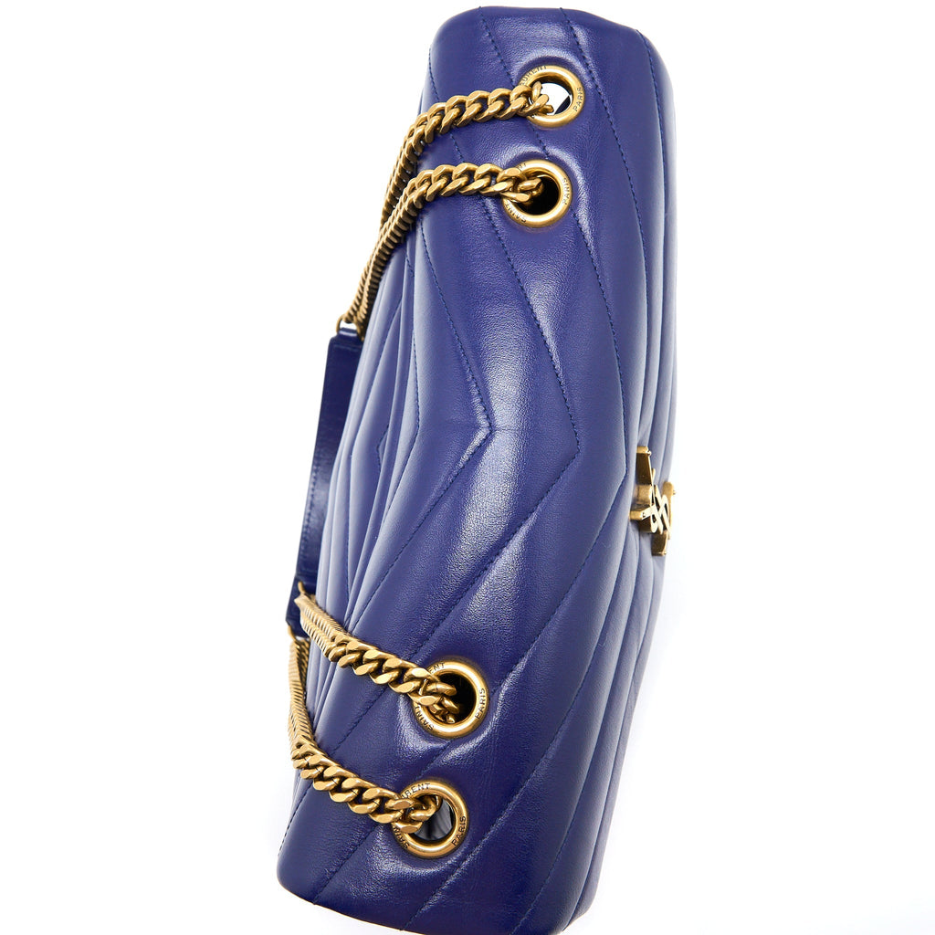 SAINT LAURENT/YSL MEDIUM LOULOU SHOULDER BAG CALFSKIN BLUE GHW