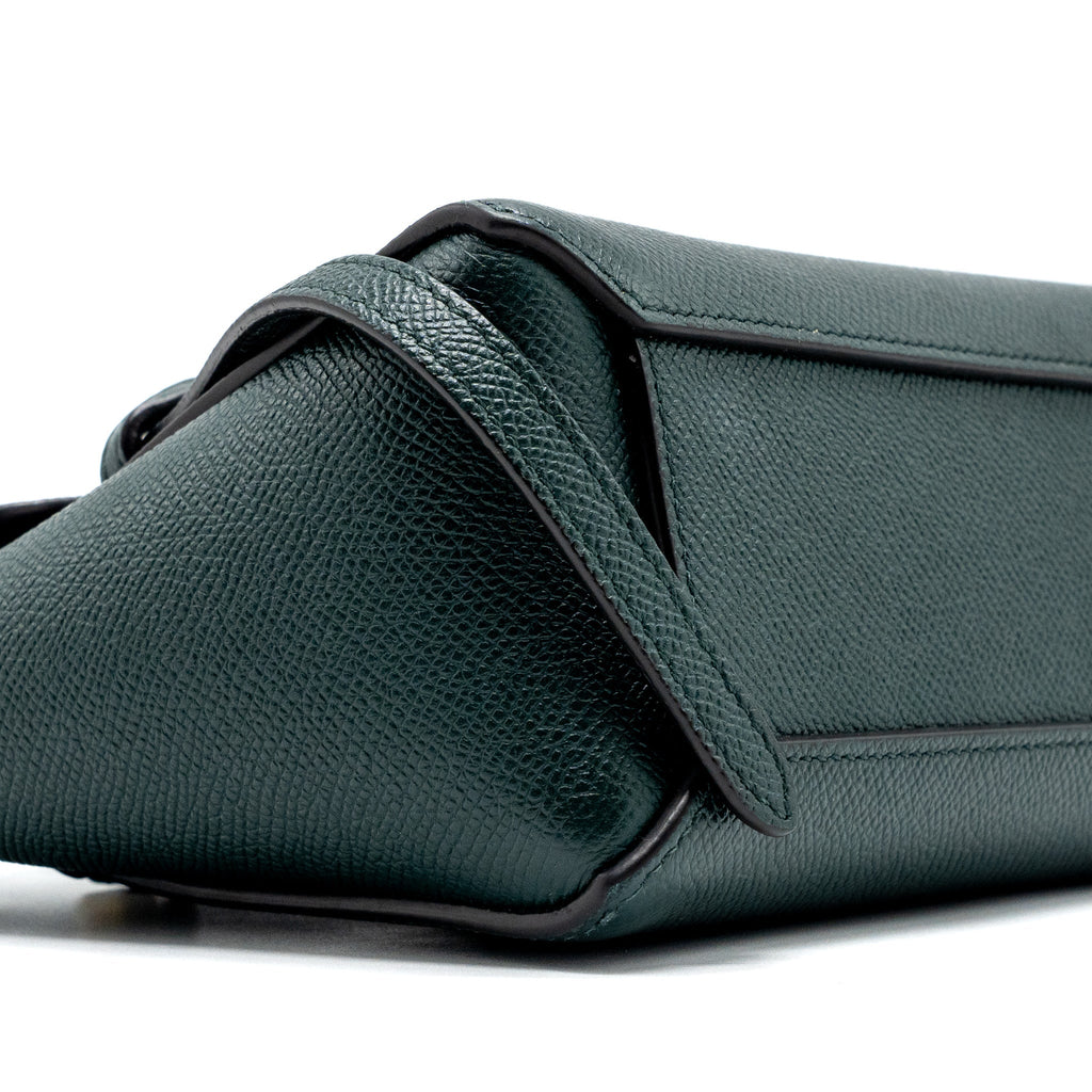 CELINE PICO BELT BAG GRAINED CALFSKIN DARK GREEN GHW