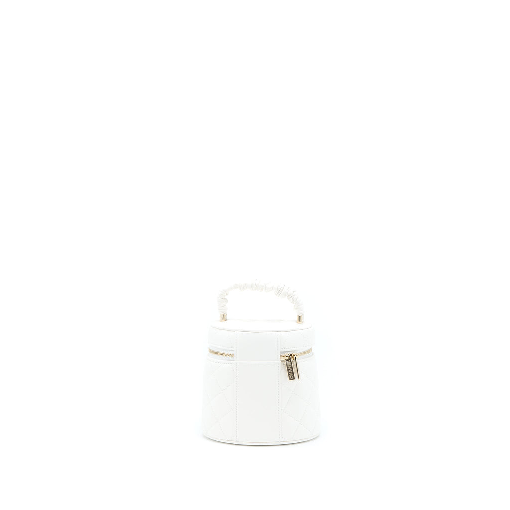 CHANEL TOP HANDLE VANITY CASE LAMBSKIN WHITE GHW