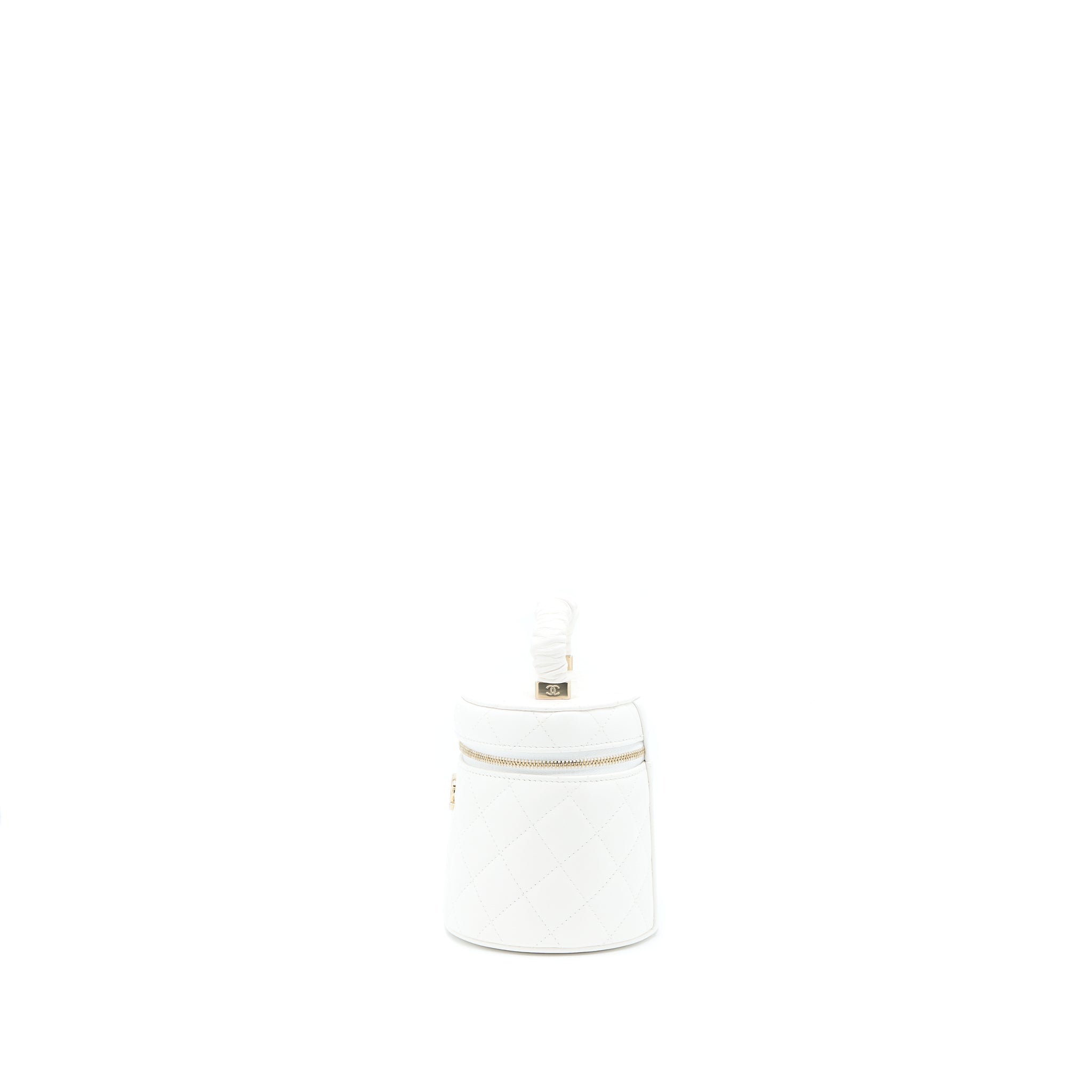 CHANEL TOP HANDLE VANITY CASE LAMBSKIN WHITE GHW