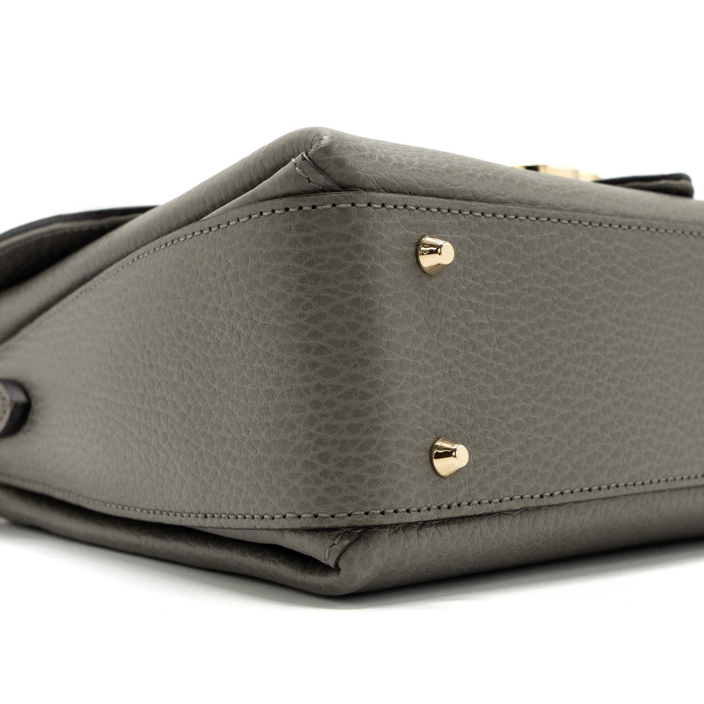 GUCCI TOP HANDLE MESSANGER BAG CALFSKIN GREY LGHW