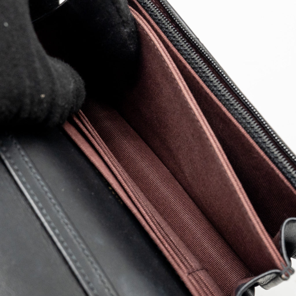 CHANEL MINI 2.55 REISSUE WALLET ON CHAIN AGED CALFSKIN BLACK GHW(MICROCHIP)