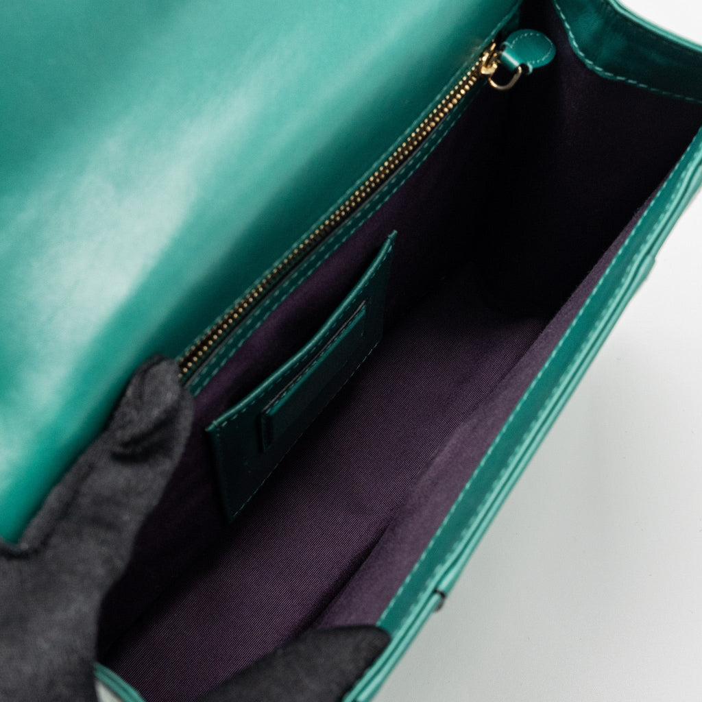 BVLGARI SERPENTI FOREVER CHAIN BAG CALFSKIN GREEN LGHW