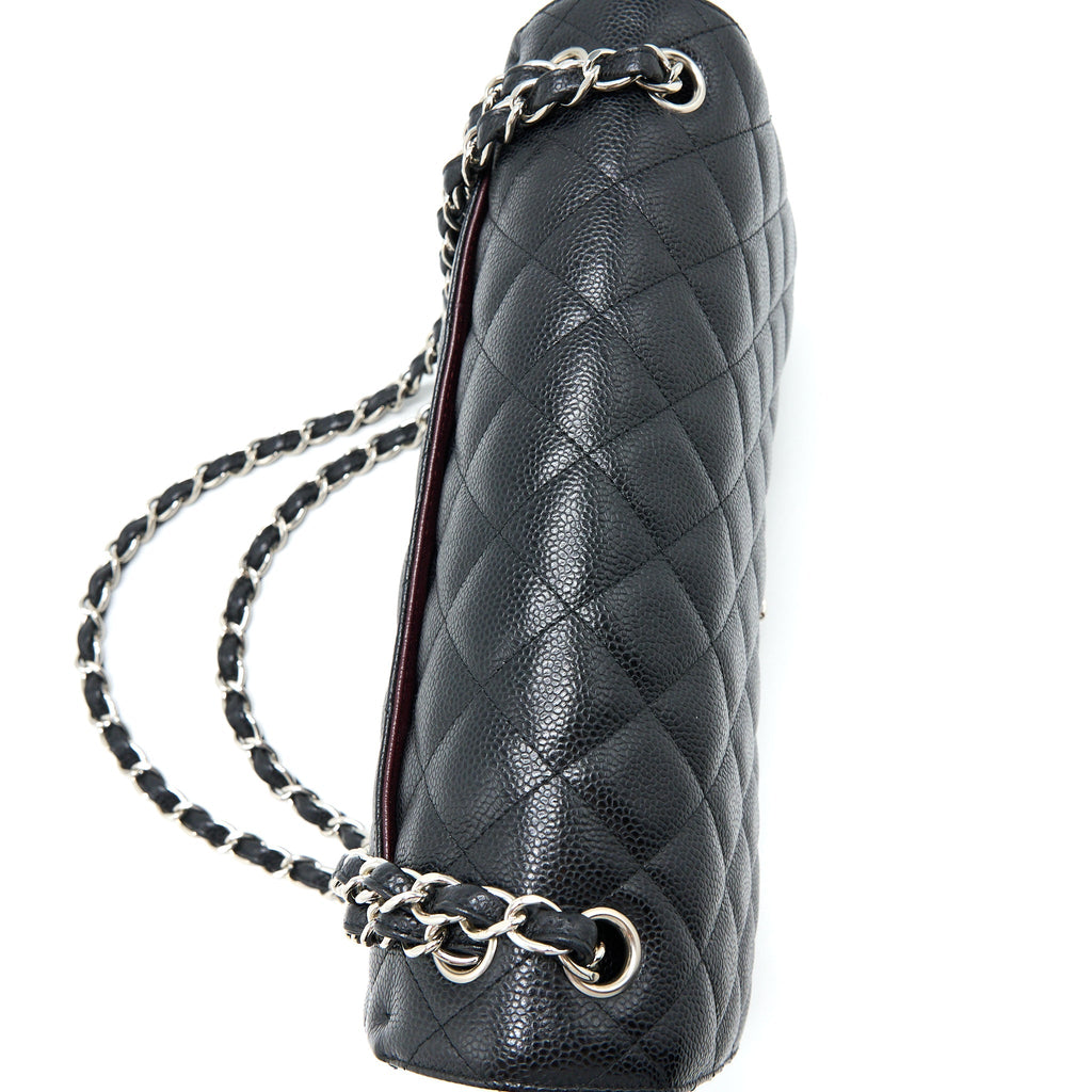 CHANEL JUMBO CLASSIC DOUBLE FLAP BAG CAVIAR BLACK SHW
