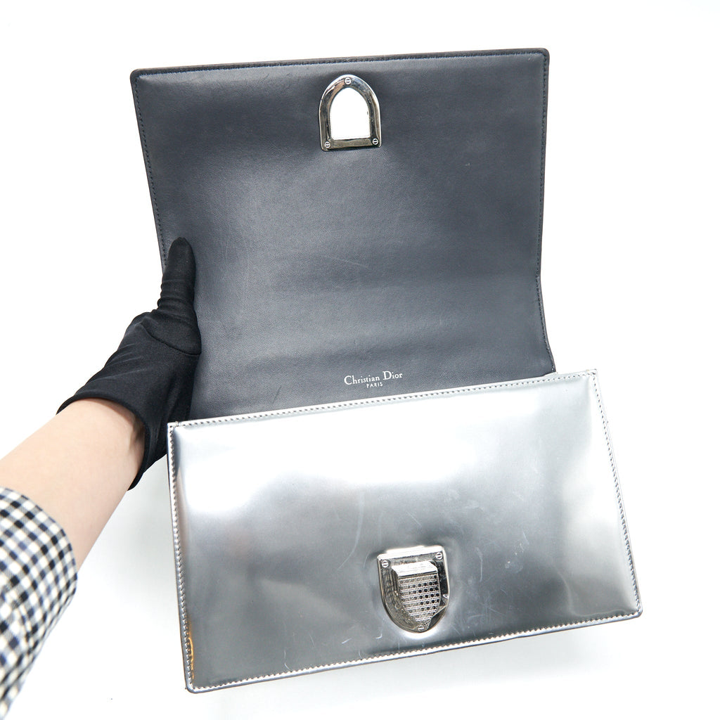 DIOR MEDIUM DIORMA METALLIC SILVER WITH SHW